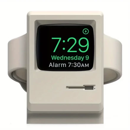 One Piece of a Silicone Charging Dock Holder for Apple Watch Models 1 Through 7, Featuring a Retro Computer Design. It Serves As a Nightstand Organizer And Does Not Require Electricity, Making It a Great Gift for Valentine'S Day, Birthdays, And Various Ho