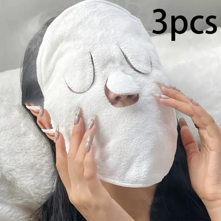 3pcs Premium Facial Towels for Hot & Cold Compress - Thick, Moisturizing Face Steaming Cloths for Home Beauty Care
