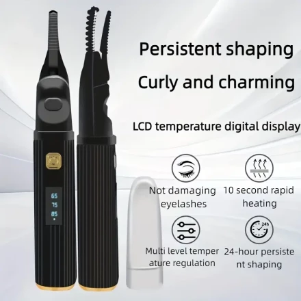 1pc Electric Eyelash Curler with LCD Temperature Display, USB Rechargeable, 36V, 150mAh Battery, Fast Heating for Long-Lasting Curls, Gentle on Soft/Hard/Real/Fake Lashes, Perfect for Halloween & Christmas Gifts