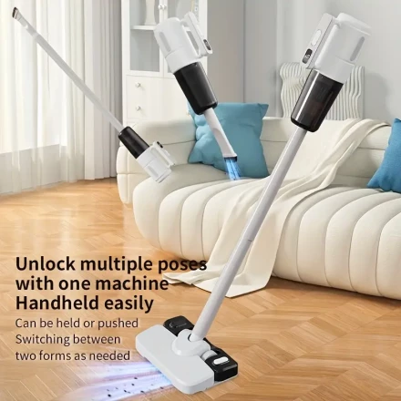 Powerful Handheld Vacuum Cleaner with 7KP High Suction, Water Tank & Extension Wand, Long-Lasting 2000mAh Lithium Battery, USB Rechargeable, Lightweight Design for Deep Cleaning on Hardwood Floors & Tight Spaces