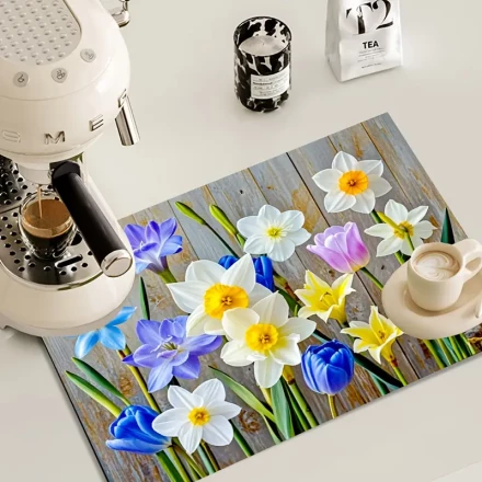 1pc Charming Floral Non-Slip Stove Cover - Heat & Scratch Resistant, 71.88 x 52.07 cm, Multi-Purpose for Electric Glass Stoves, Ovens, Washers & Dryers, Vibrant Tulip Pattern, Kitchen Appliance Decor Mat