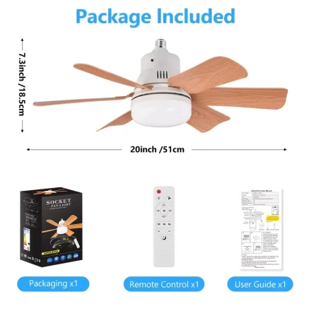 Vintage Style 6-Blade Ceiling Fan with LED Light, Faux Wood Grain Design, Adjustable 3-Mode Remote Control, Flush Mount, Indoor Use, 85V-265V, for Living Room, Bedroom, Kitchen, Office