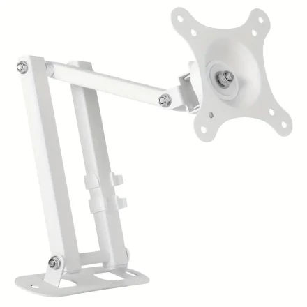 Adjustable Full Motion Wall Mount for Echo Show 15 & 38.1-71.12 cm Monitors - 360° Swivel, Tilt & Extendable Bracket, Rustproof Metal, with Cable Management, White