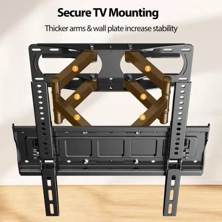 Iron Full Motion TV Wall Mount for 26-65 Inch Flat Curved TVs up to 44.91 KG, 12