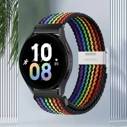 20mm Sport Loop Band Compatible with Samsung Galaxy Watch 7 6 5 4 Band 40mm 44mm/Watch 5 Pro 45mm/Galaxy Watch 4 6 Classic 22mm Band 42mm 46mm 43mm 47mm/Watch 3 41mm/Active 2 Nylon Braided Solo Loop Strap Women Men
