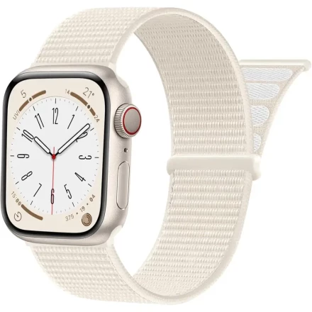 Nylon Sport Loop Strap for Apple Watch Series SE, 10/9/8/7/6/5/4/3 Ultra - Breathable Braided Band for Men and Women, Stretchable, Sizes 38mm to 49mm