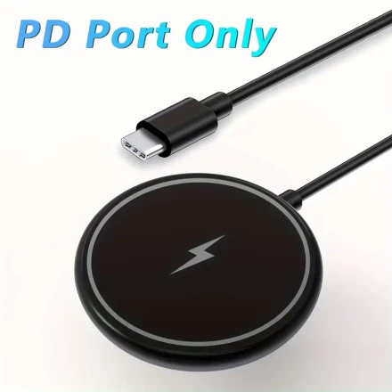 Fastcharge USB-C Magnetic Wireless Charger, Compatible with Iphone 15/14/13/12, PD Port Only, Miniusb Connector, ≤36V Operating Voltage, No Battery, Wireless Charging Function