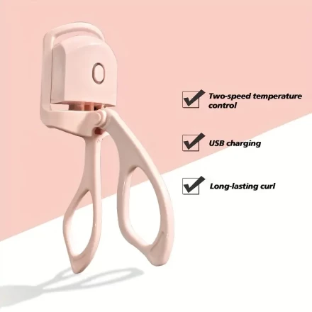 Portable Electric Eyelash Curler with Heating Function - USB Rechargeable, Long-Lasting Curl, Lithium Battery Powered