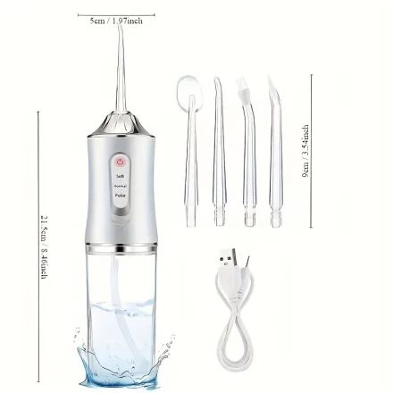Portable 3-mode Cordless Oral Irrigator Rechargeable Travel Teeth Cleaning Device, Electric Water Floss Oral Irrigator, 4-Function Nozzle Home Electric Teeth Cleaner Birthday Gift Father's Day Gift, Christmas Gift