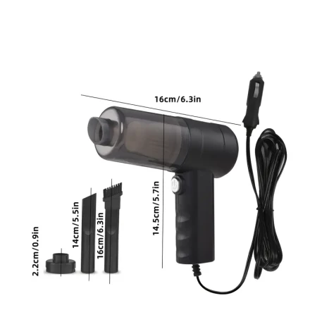 Multi-Functional Mini Handheld Corded Vacuum Cleaner, Dual Suction and Blower, Portable and Safe, Efficient Debris Cleaning, Suitable for Home, Car, Desk, and Floor Gap Cleaning, Includes Accessories Kit, Car Plug Power, ≤36V Operating Voltage, 3 KPa Suct