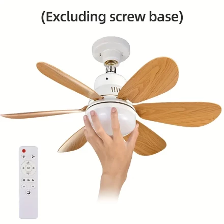 1pc Socket Fan Ceiling Fan With Light And Remote Control, E26/E27 Noiseless Ceiling Fan Dimmable LED Light, Small Bulb/Ceiling Fan For Bedroom, Kitchen, Living Room, Balconybalcony