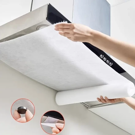1pc High-Temperature Resistant Kitchen Range Hood Oil Filter Sticker - Disposable, Oil-Absorbing Paper with Side Suction for Easy Installation, White, Protects Cabinets from Grease and Spills, Cooking Area Cleanup | Clean Kitchen Solution | Disposable Fil