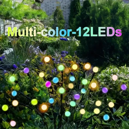 8/12 LED Solar Smart Firefly Lights,, 8 Light Modes, Automatic Night Illumination, Outdoor Landscaping & Decorative Lighting, Multi-Color/Warm White, Solar Powered with Nickel Battery, Festive Illumination|Fierfly Effect|Durable Light Stakes, Solar Lights
