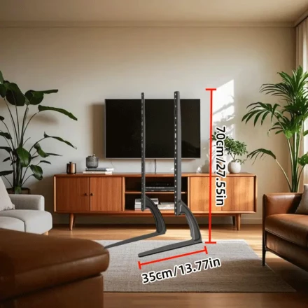 1pc Stainless Steel TV Floor Pedestal, Multi-Fit Metal, Universally Compatible, Adjustable Tilt and Height, for TVs