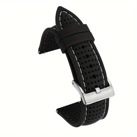 Soft Waterproof Silicone Sports Watch Band for Men - Breathable Rubber Wrist Strap - 18mm 20mm 22mm 24mm for T-issot O-mega Accessories Silvery Buckle Universal