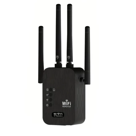 2024 New Powerful WiFi Booster, 6 Times Stronger, 1200Mbps WiFi, 2.4GHz and 5GHz Dual Frequency Bands 8500 Square Feet, WiFi Signal Strong Penetration, Supports 35 Devices, 4 Modes, One-Button Setup, 4 Antennas 360° Full Coverage, Supports Ethernet Port