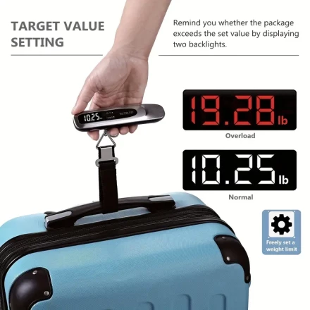 Digital Luggage Scale, Hanging Baggage Scale With Backlit LCD Display, Travel Weight Scale, Portable Suitcase Weighing Scale With Hook, 110 Lb Capacity, Battery Not Included