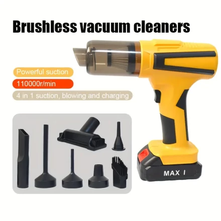 1pc Cordless Handheld Vacuum Cleaner, 3-in-1 High Power Air Dust Collector with USB Charging, 210W Rechargeable Battery, 20KPa Suction, 0.1-0.2L Dust Cup, Cartridge Filter, Blow and Suction Integrated, Plastic, for Car and Household Use