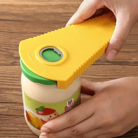 Multi-Function Jar and Bottle Opener, Plastic Can Lid Twist Off Cap Tool, Easy Grip Kitchen Gadget for Seniors and Arthritic Hands