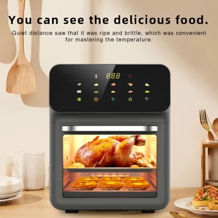 gmbin Automatic Air Fryer, 1350W Intelligent Touch with Visual Display, Large Capacity 10L Electric Fryer Oven, Multifunctional for French Fries, Chicken Legs, Wings, 220-240V European Standard Plug, PP Material
