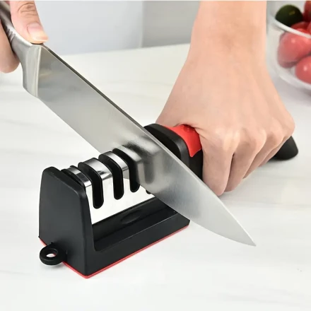 4-Stage Professional Knife Sharpener - Kitchen Sharpening Stone with Tungsten, Diamond & Ceramic for Precision Edge
