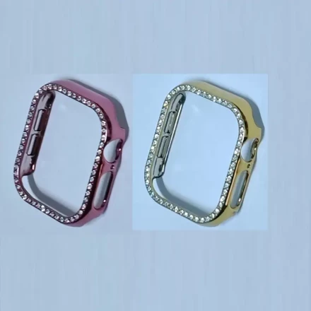 Diamond-Encrusted PC Case for Apple Watch S10, Compatible with 42mm & 46mm Models, Hollow-Out Design Protective Cover, Elegant Accessory for iWatch