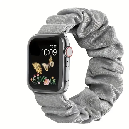 1pc Soft Polyester Fabric Apple Watch Band, Elastic Hairband Style, Compatible with iWatch Series 38mm-49mm, Custom Printed, Skin-Friendly, with Plastic Buckle, for Women
