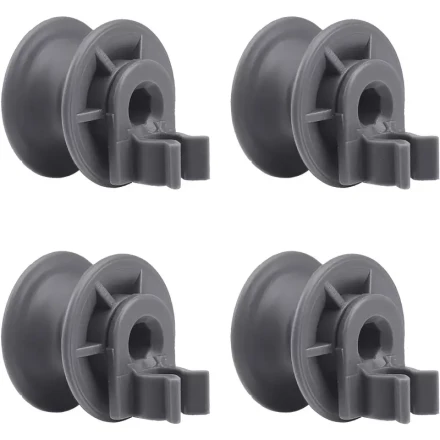 4pcs Black Dishwasher Upper Rack Wheels - Easy Install Replacement Rollers & Axles Compatible with LG, Kenmore & More Models, Fixes Damaged Wheels & Improves Dishrack Operation