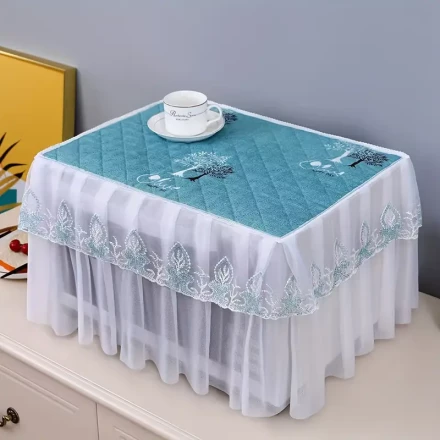 Elegant Floral Lace Dust Cover for Microwaves & Ovens - Fit, Oil-Proof Polyester with Decorative Tassels, Perfect for Kitchen Appliances, Microwave Oven