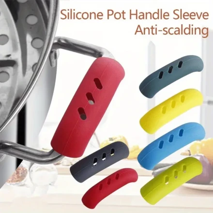 2-Pack Silicone Pot Handle Covers - Heat Resistant, Non-Slip, Anti-Scald Grip Sleeves for Safe Cooking & BBQs