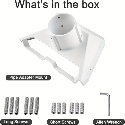 [Complete Kit] Starlink Gen 3 Pipe Adapter Mounting Kit - Durable Aluminum Alloy for Standard & V3 Kickstand Dishes, Includes Long Screws, Short Screws, Allen Wrench, and Pipe Adapter Mount, Perfect for Wall, Roof, RV, Outdoor Use, Outdoor Mounting Kit|Ve