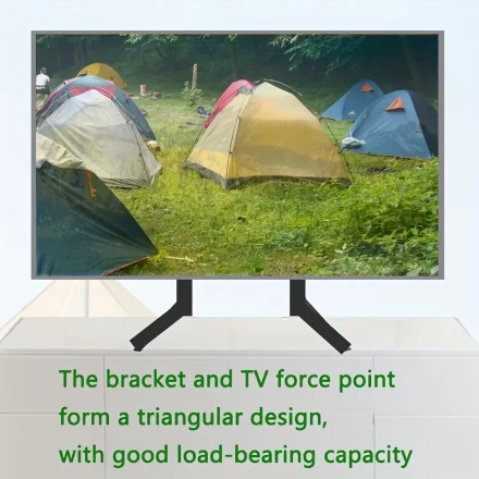 [Durable] Adjustable Height TV Stand for 32-65 Inch Flat/Curved Screens, Heavy-Duty Steel Plate Base, 45.36 KG Load Capacity, VESA 600x400mm, Portable Desktop Replacement for Outdoor Camping & Home Use