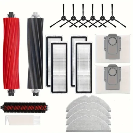 20pcs Roborock S8/S8 Pro Ultra Vacuum Cleaner Accessory Kit - Includes Main Brush, Rolling Brush, HEPA Filters, Side Brushes, Mop Pads, Dust Bags & Cleaning Tool