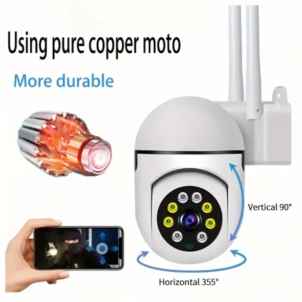 1 WIFI Security Camera, 2MP Wireless High-Definition Wifi IP Camera, Home Security System, Motion Detection, Two-Way Audio, Color Night Vision, PTZ, Video Surveillance Camera