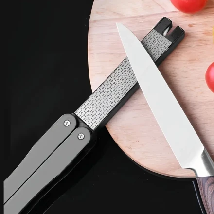 Foldable diamond grinding stone, dry and wet grinding grinding stone, coarse/ fine sand diamond grinding plate with anti slip bottom knife, double-sided grinder, used for small knives, scissors, outdoor kitchen tools, 400/ 600 grit