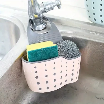 Space-Saving Kitchen Sink Organizer with Soap & Dishcloth Holder - Adjustable, Hanging Drain Basket for Efficient Storage