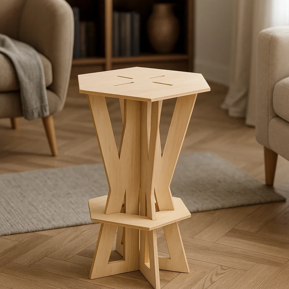 Geometric Wooden Bar Chair