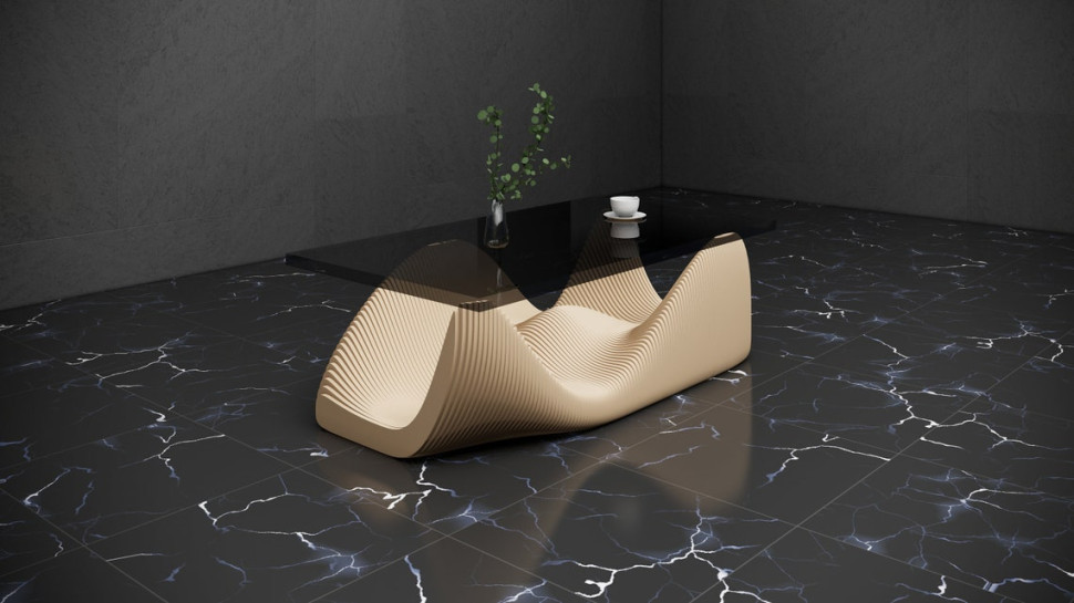 Parametric table with glass