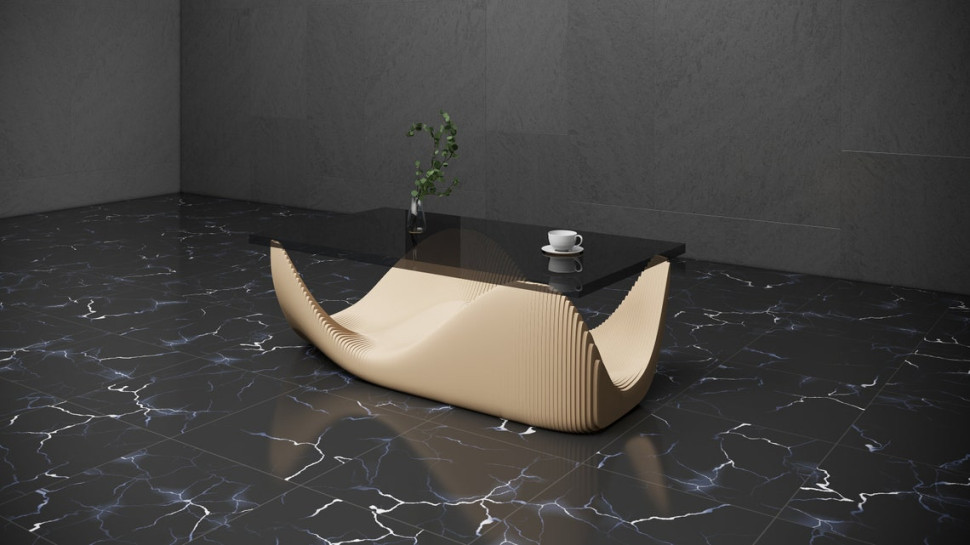 Parametric table with glass