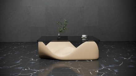 Parametric table with glass