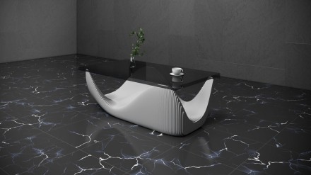 Parametric table with glass