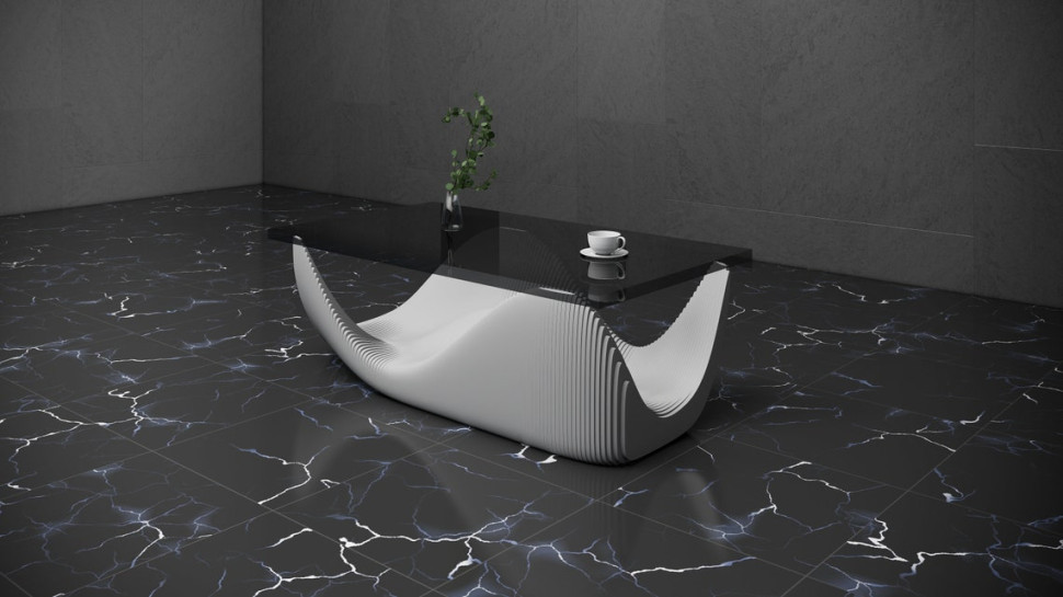 Parametric table with glass