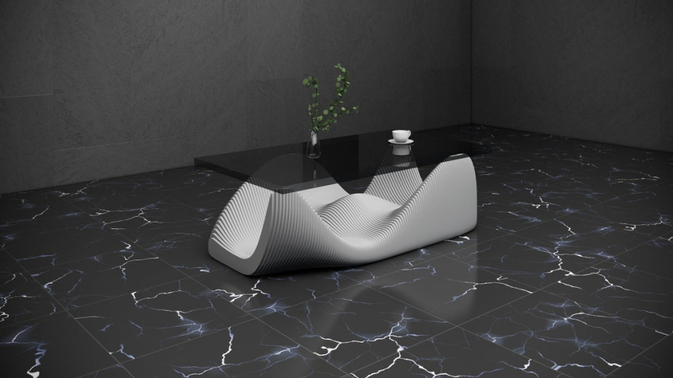 Parametric table with glass