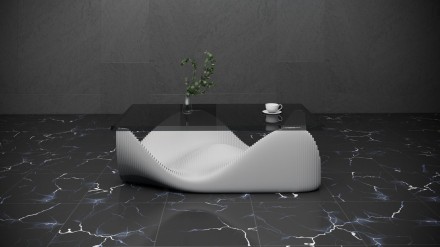 Parametric table with glass