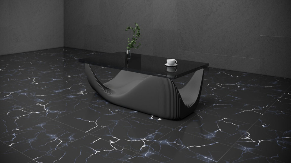 Parametric table with glass