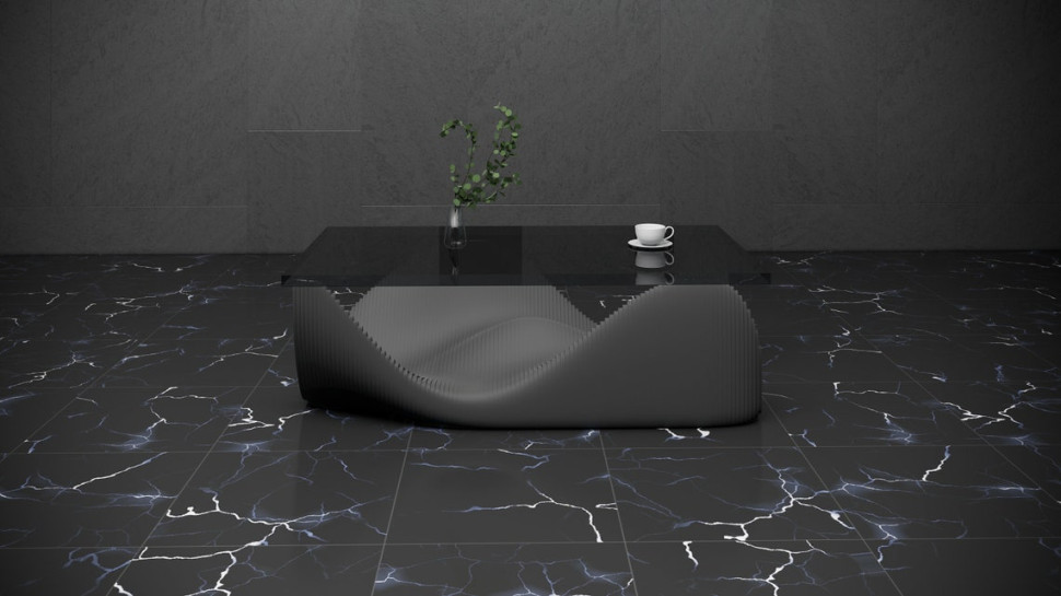 Parametric table with glass