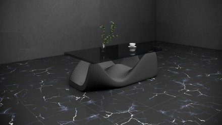 Parametric table with glass