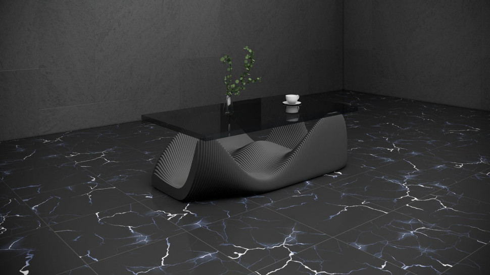 Parametric table with glass