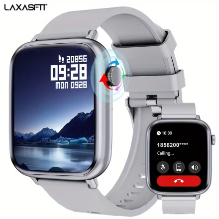 LAXASFIT Smartwatch with Call Function - Pink Silicone Band, 100+ Sports Modes, AI Voice & Music Control, Remote Camera Access, Alarm Clock,, Compatible with Phones, Ideal Gift for Men and Women, Smart Watch for Android Phones