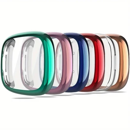 6pcs/set Women Men Multicolor Soft Tpu Full Coverage Smart Watch Case Fashionable Comfortable Anti-fall 2 In 1 Plating Watch Case & Screen Protector, Compatible With Fitbit Versa 4/sense 2, Intelligent Watch Case Accessories Shockproof Protective Cover